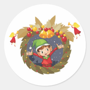 Duende em etiquetas de uma grinalda do Natal