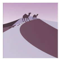 Dunas de Areia do Deserto Sereno Roxo Camelos Cami