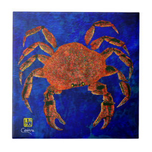 Dungeness Crab L - Pequeno Azulejo Cerâmico