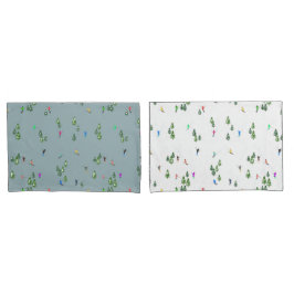 Duo Color Alpino Skiers Pine Trees Azul Branco