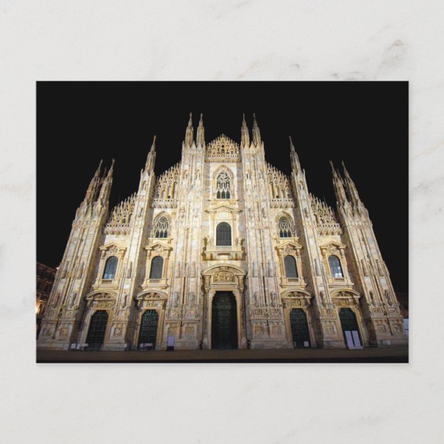 Duomo di Milano - Itália no Cartão Postal Noturno (Frente)