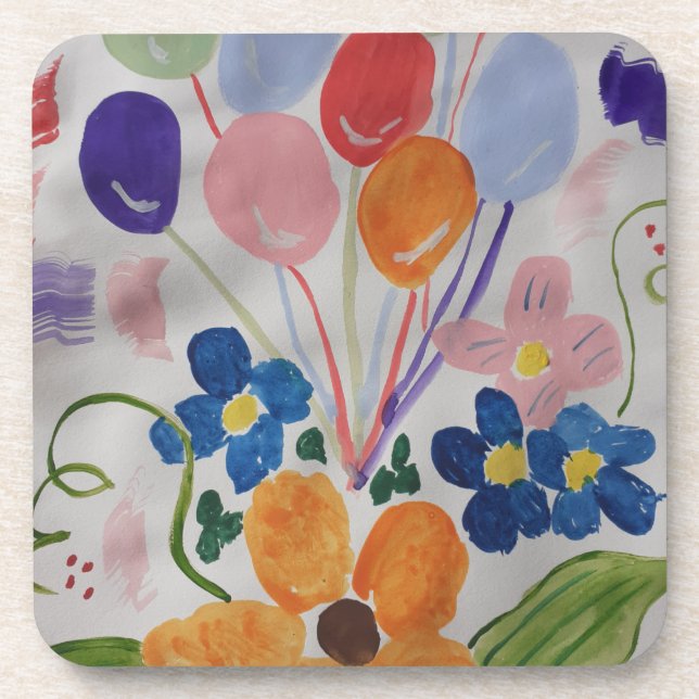 Duro de Flores e Balões Porta copos de Plástico (Frente)