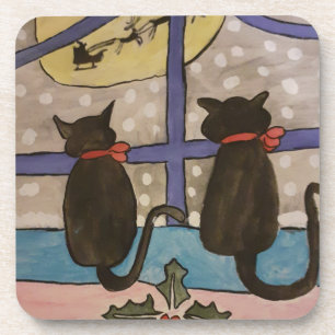 Duro de Natal de Gato Negro Porta copos de plástic