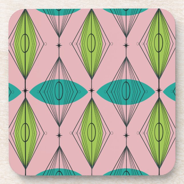 Duro de Ogee e Starburst Rosa Atômico Porta copos  (Frente)