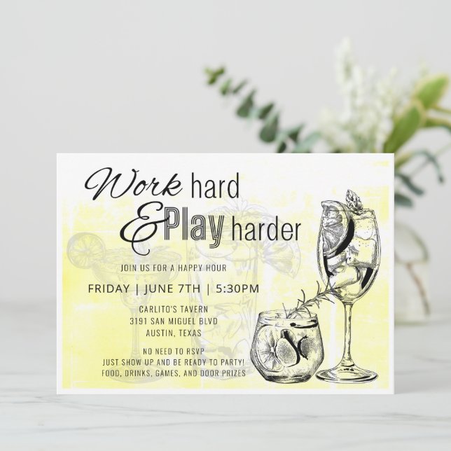 Duro de Trabalho Reproduzir Mais Feliz Convite (Em pé/Frente)