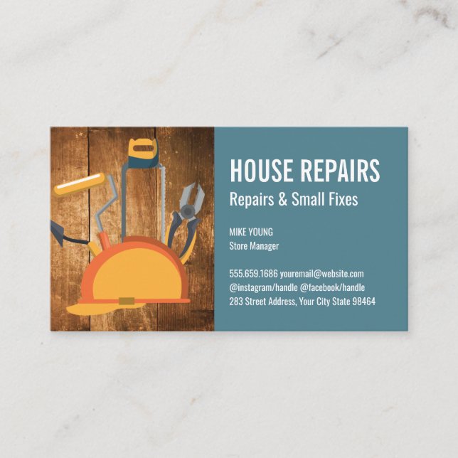 Duro Hat Tools | Cartão de Nomeação de Construção (Frente)