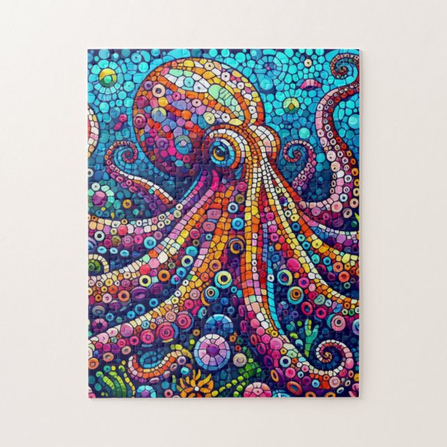 Duro Octopus Quebra-cabeça no Estilo Mosaico Vibra (Vertical)