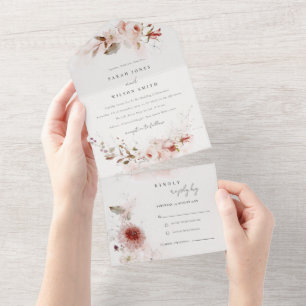 Dusky Fall Marsala Blush Floral Watercolor Casamen