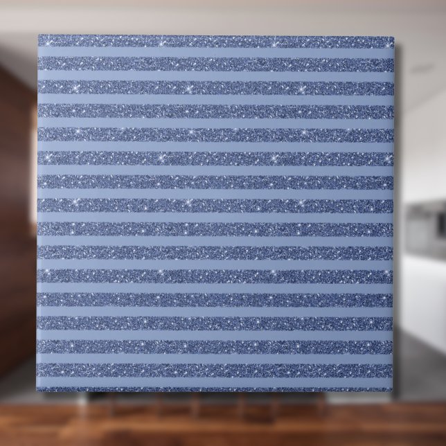 Dusky Indigo Glitter Style Horizontal Stripes (Criador carregado)
