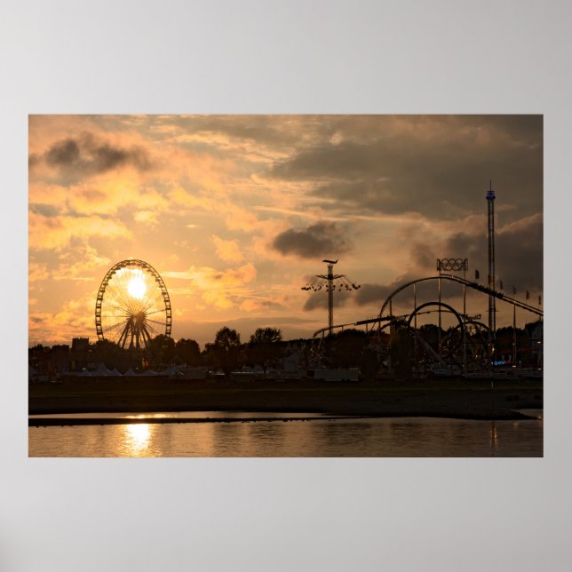 Düsseldorfer Rheinkirmes na Poster do pôr do sol (Frente)