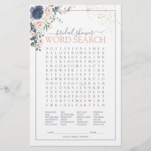 Dusty Blue Blush Dourado Jogo de Pesquisa de Palav