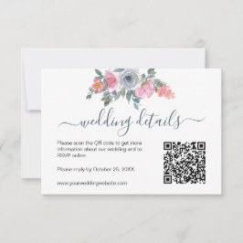 Dusty Blue Blush Floral Watercolor RSVP Código QR