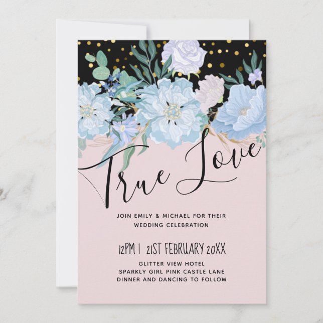 Dusty Blue Blush Pink Floral Orçamento (Frente)