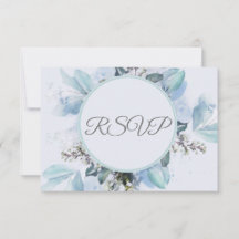 Dusty Blue Botanical Watercolor Casamento RSVP
