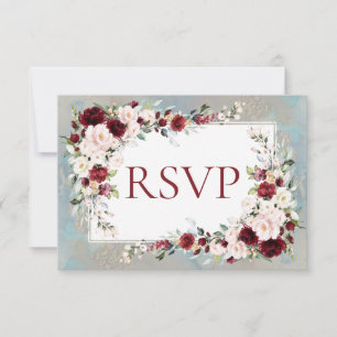 Dusty Blue Burgundy Blush RSVP