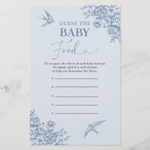 Dusty Blue Chinoiserie Guess Baby Comida Game