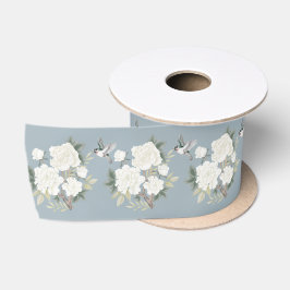 Dusty Blue Chinoiserie Porcelain Floral Pássaro