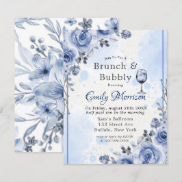 Dusty Blue Cinza Peony Brunch e Bolha Convite