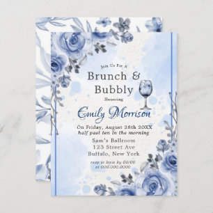 Dusty Blue Cinza Peony Brunch e Bolha Convite