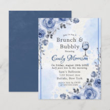 Dusty Blue Cinza Peony Brunch e Bolha Convite