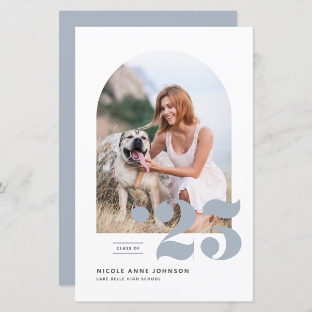 Dusty Blue Classe de Graduação de Foto em Arch 202 (Frente/Verso)