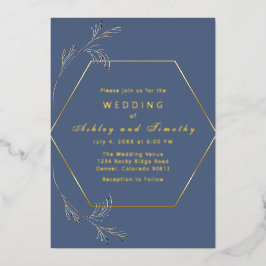 Dusty Blue com Convite para Casamento de Folha de 