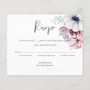 Dusty Blue Coral Floral Script Floral de Casamento