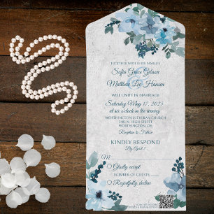 Dusty Blue Country Floral Código QR