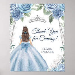 Dusty Blue Dresses Quinceañera Obrigado Poster