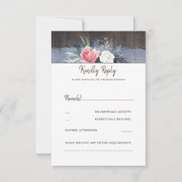 Dusty Blue e Blush Rustic Country Weding RSVP