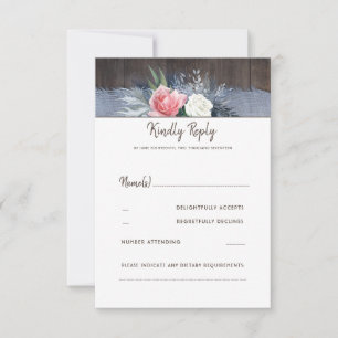 Dusty Blue e Blush Rustic Country Weding RSVP