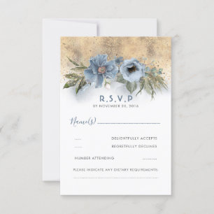 Dusty Blue e Glitter Boho Weding RSVP