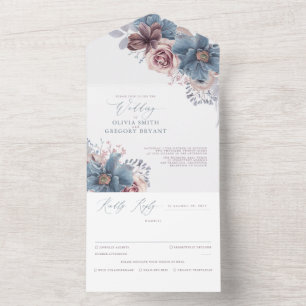 Dusty Blue e Mauve Floral Elegant Wedding