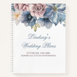 Dusty Blue e Mauve Floral Elegante Moderno