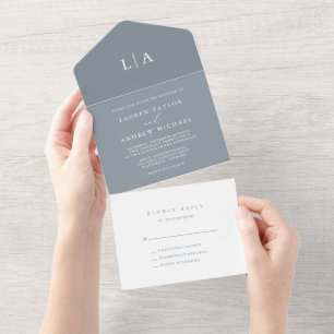 Dusty Blue Elegant Casamento Minimalista