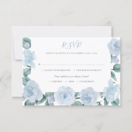 Dusty Blue Eucalyptus Elegant Floral Wedding RSVP
