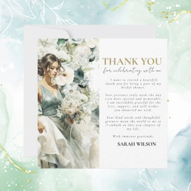 Dusty Blue Eucalyptus Greenery Bridal Obrigado (Express heartfelt gratitude with Bridal Thank You cards featuring thoughtful touches  )