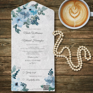 Dusty Blue Floral Código QR