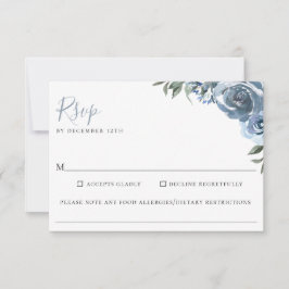 Dusty Blue Floral Comida Alergia RSVP