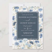 Dusty Blue Floral | Convite Para Casamento De Flor