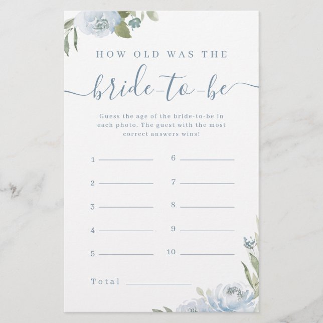 Dusty blue floral, quantos anos tinha o jogo da no (Frente)