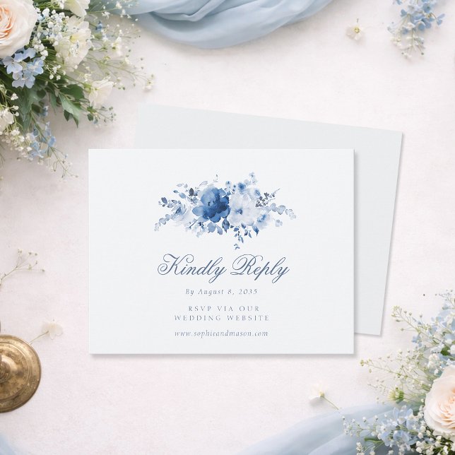 Dusty Blue Floral RSVP Card (Criador carregado)