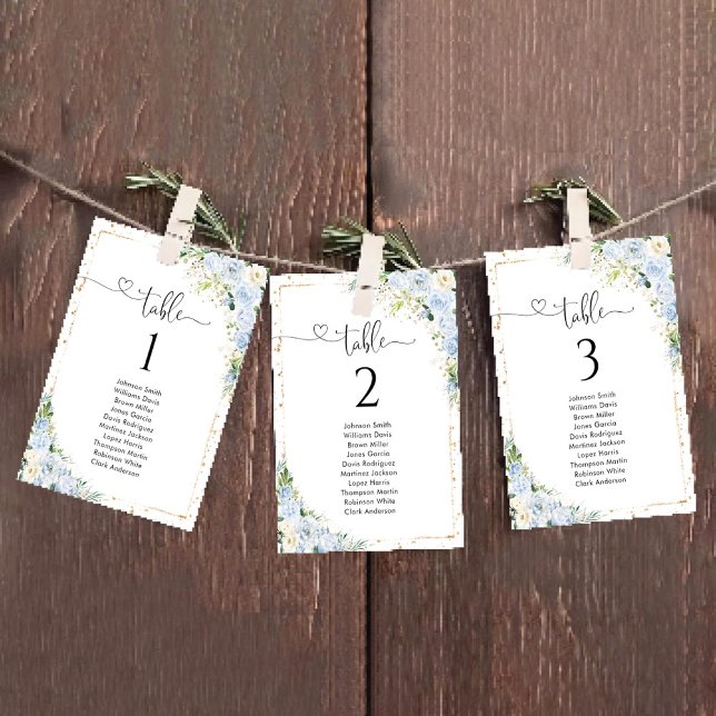 Dusty Blue Floral Table Number Seating Chart (Criador carregado)