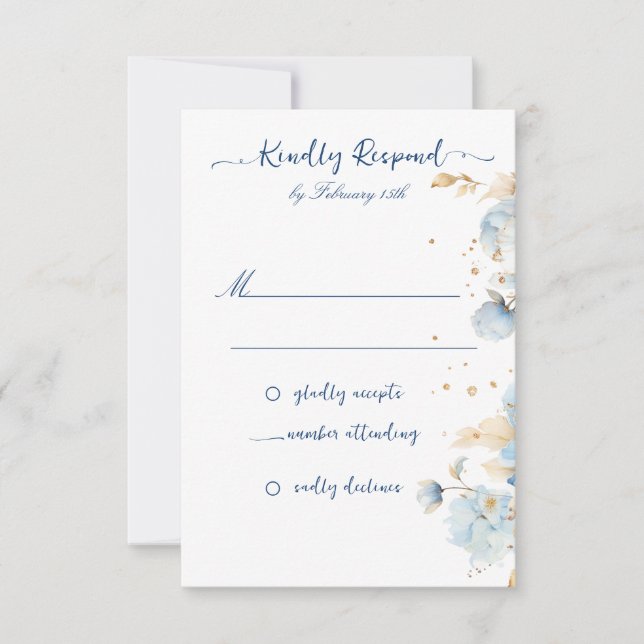 Dusty Blue Floral Wedding RSVP (Frente)