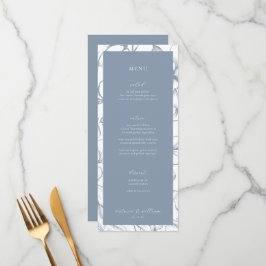 Dusty Blue Floral Weding Menu e Obrigado