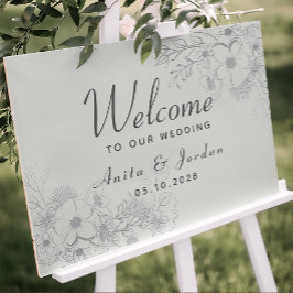 Dusty Blue Floral Weding Poster