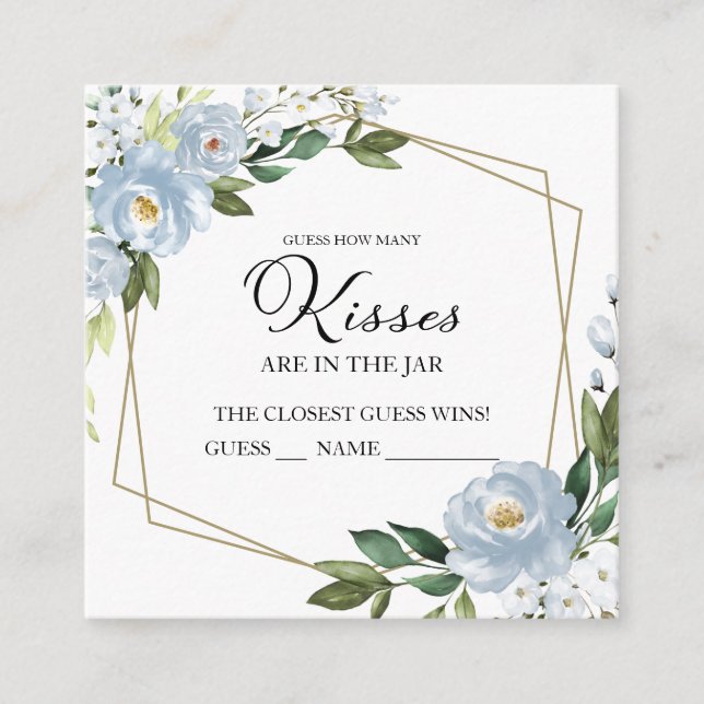 Dusty Blue Geométrico Adivinha Quantos Cartões De  (Frente)