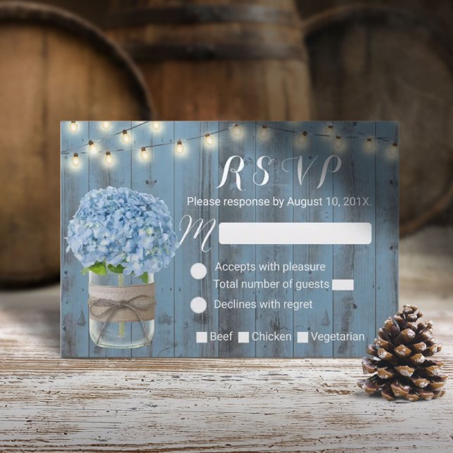 Dusty Blue Hydrangea Jar String Luzes RSVP (Criador carregado)