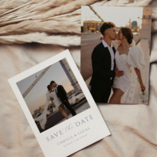 Dusty Blue Minimal Salve o Convite de Data