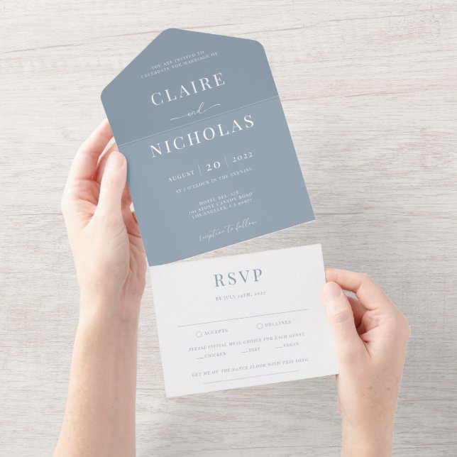 Dusty Blue Modern Elegant Wedding (Aba destacável)